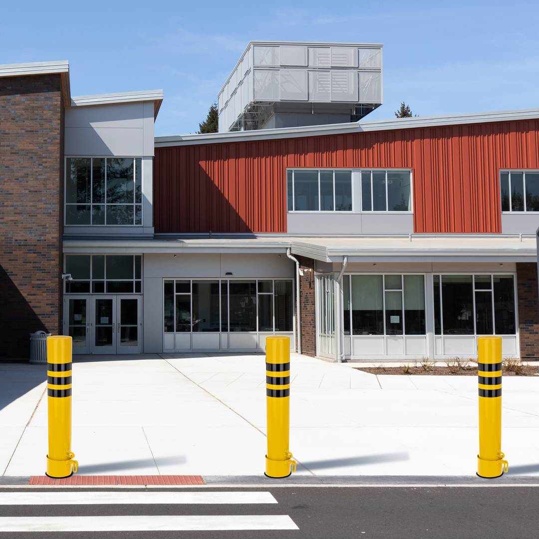 Pack of 2 pcs of steel bollard bollards with removable buried base 89x750mm