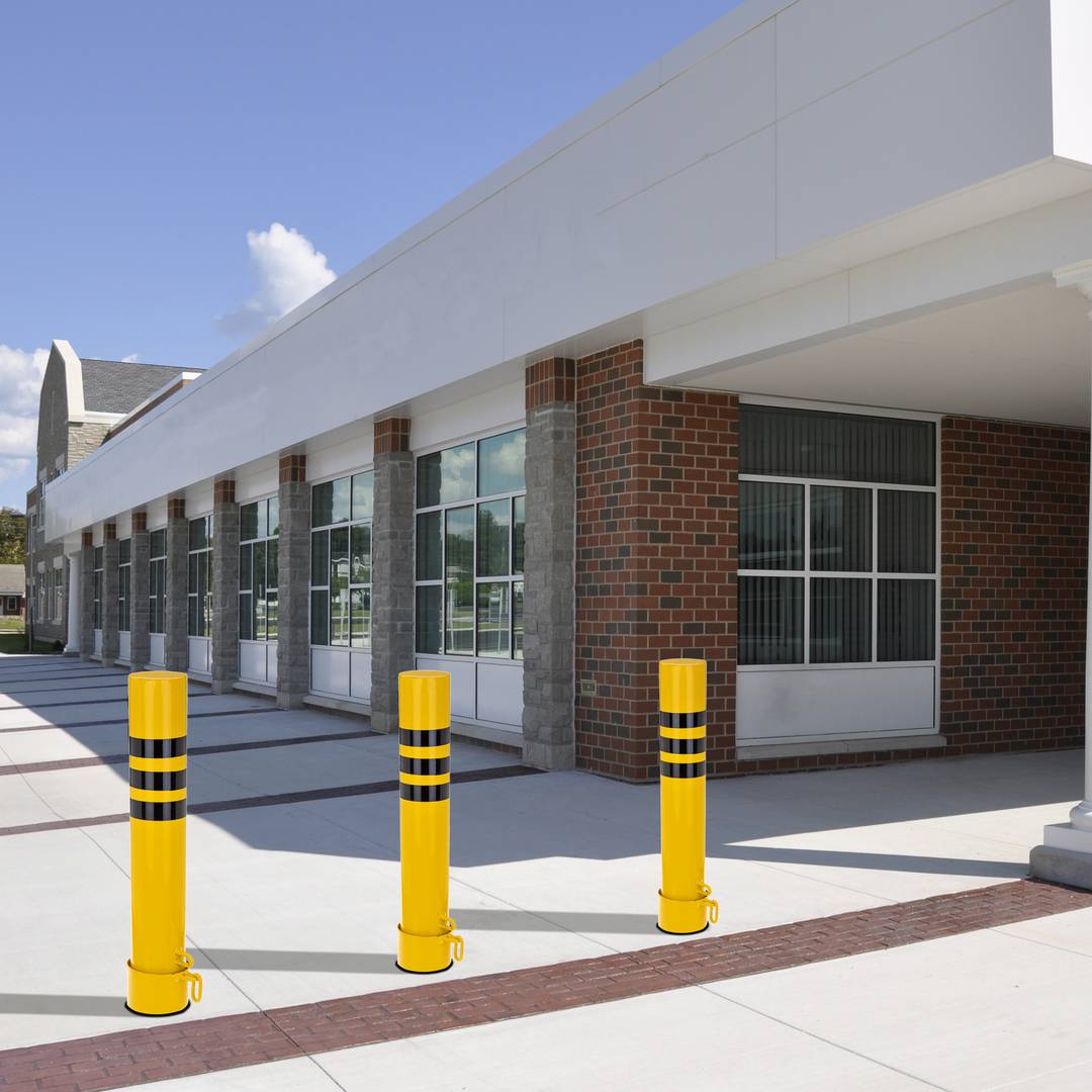 Pack of 2 pcs of steel bollard bollards with removable buried base 89x750mm