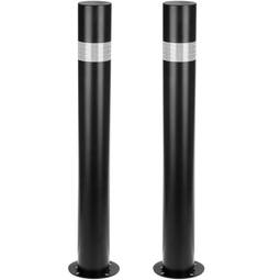 Pack de 2 pcs de bornes bornes en acier avec socle cloué 75x600mm noir