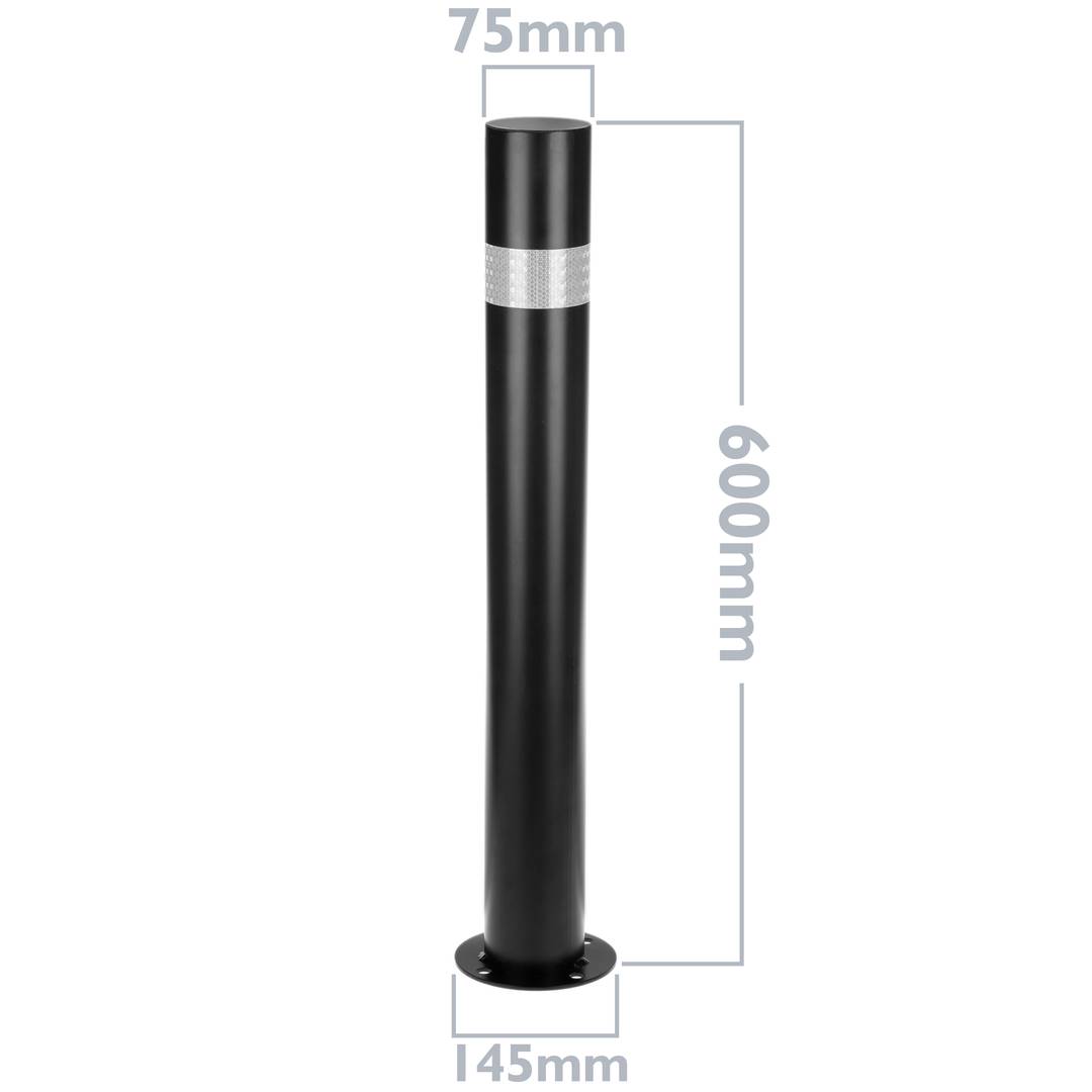 Pacote de 2 unidades de postes de amarração em aço com base pregada 75x600mm preto