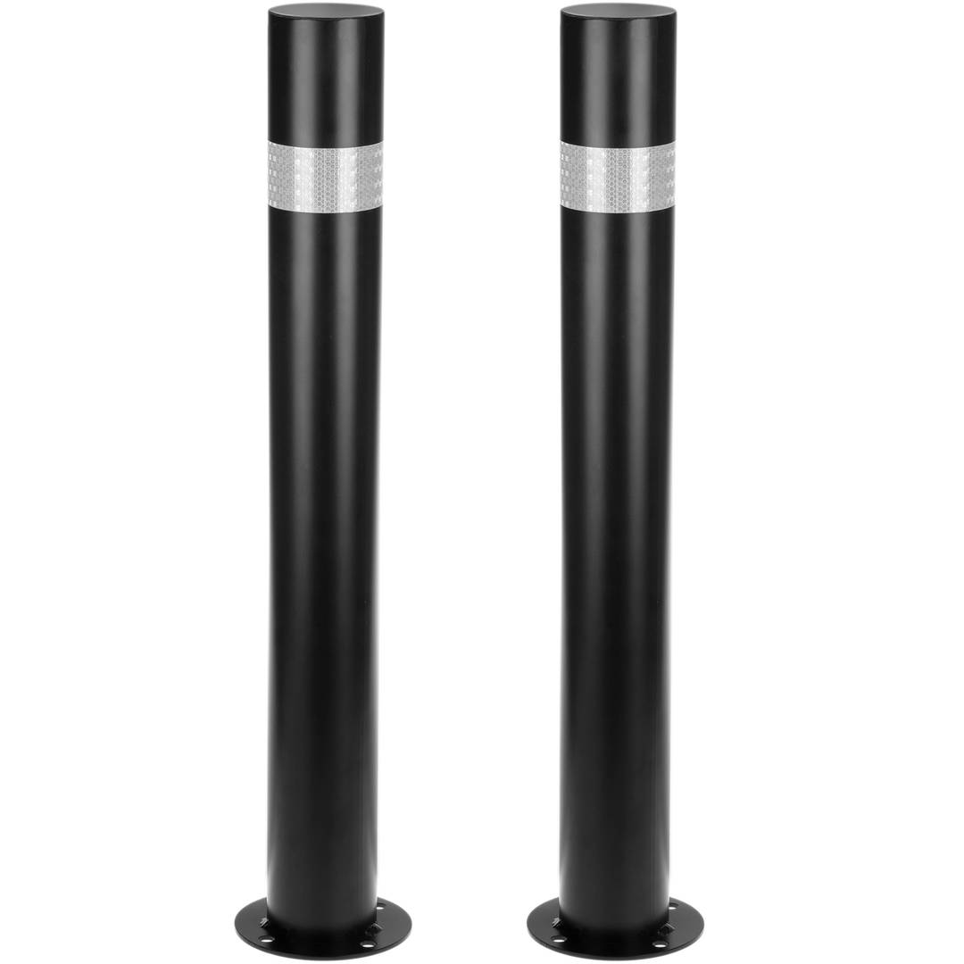 Pack de 2 uts de pilones bol·lards d'acer amb base clavada 90x750mm de color negre