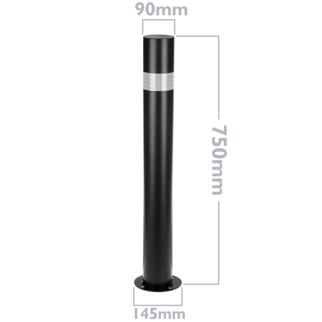Pack de 2 uts de pilones bol·lards d'acer amb base clavada 90x750mm de color negre