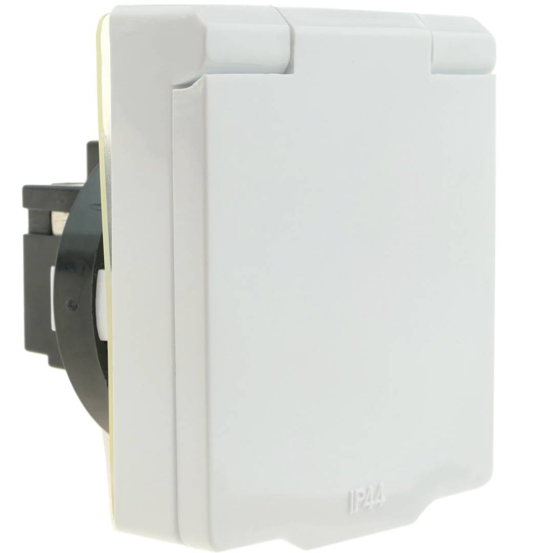 Inbouw Schuko-voet IP44-schroef met witte afdekking, 2 stuks