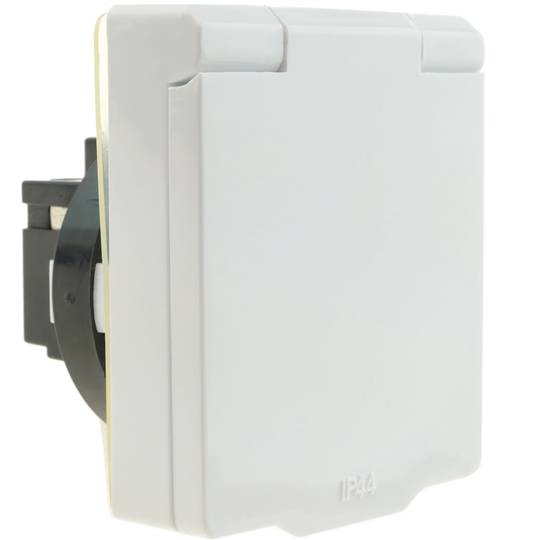 Inbouw Schuko-voet IP44-schroef met witte afdekking, 2 stuks