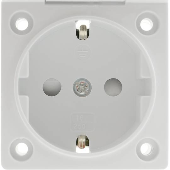 Inbouw Schuko-voet IP44-schroef met witte afdekking, 2 stuks