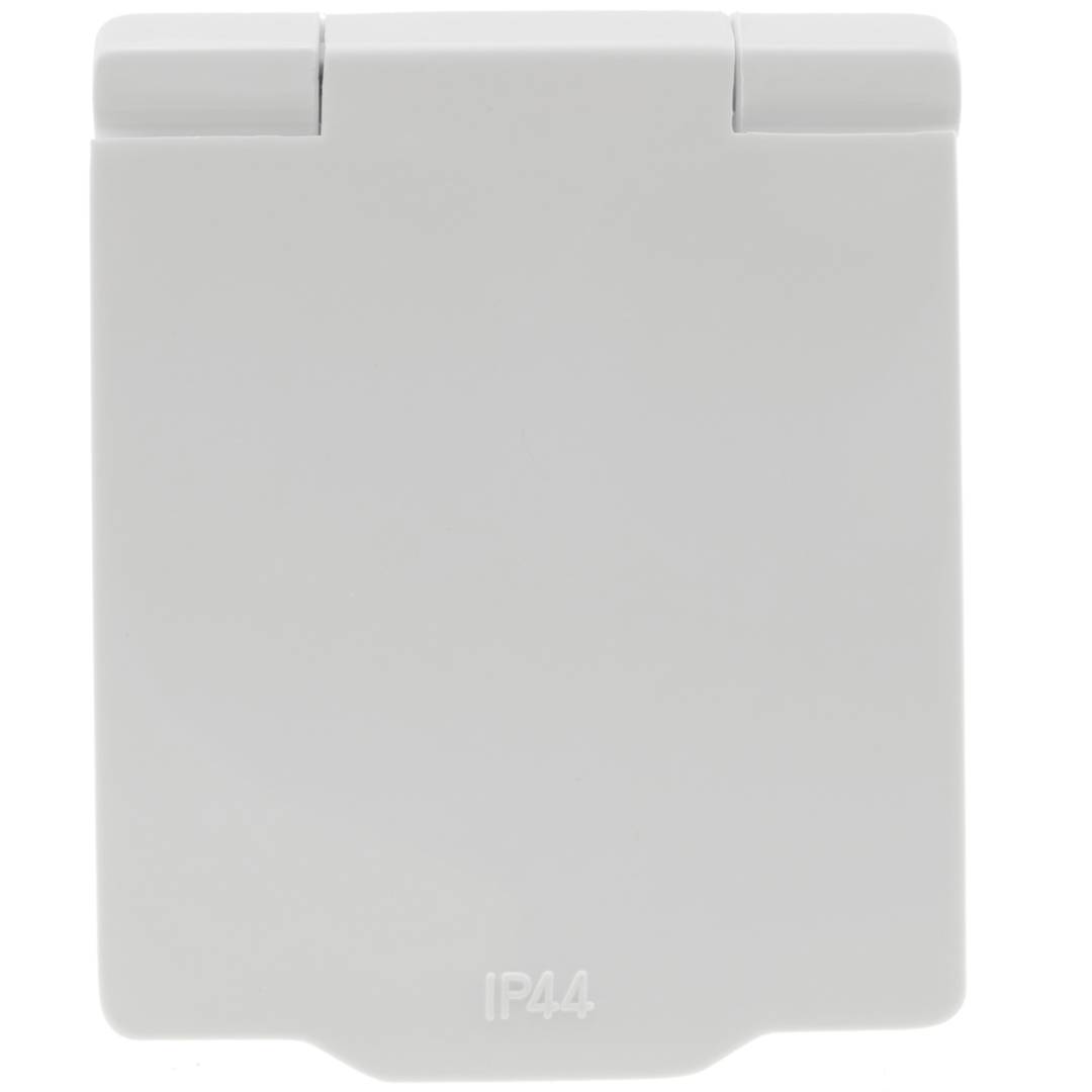 Inbouw Schuko-voet IP44-schroef met witte afdekking, 2 stuks