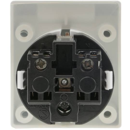 Inbouw Schuko-voet IP44-schroef met witte afdekking, 2 stuks