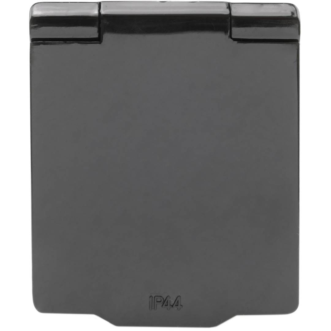 Parafuso de base de soquete Schuko embutido IP44 com tampa preta, pacote de 2
