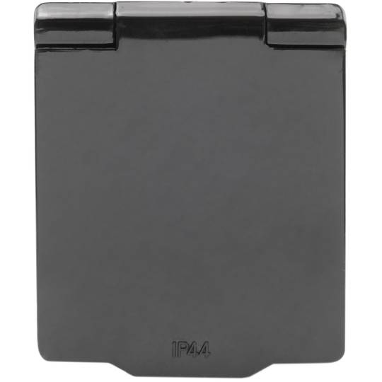 Parafuso de base de soquete Schuko embutido IP44 com tampa preta, pacote de 2