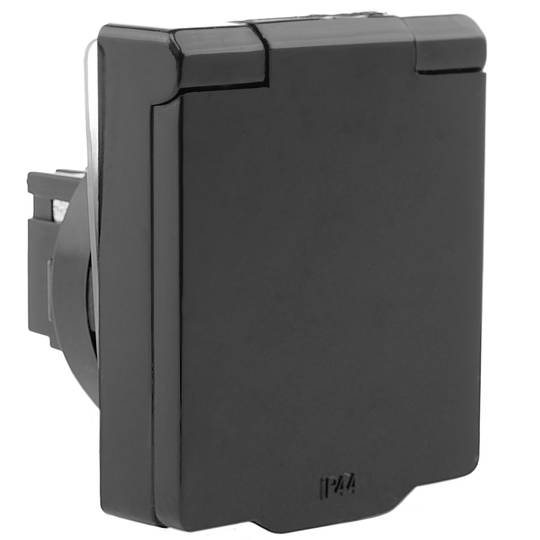 Inbouw Schuko-voet IP44-schroef met zwarte afdekking, 4 stuks