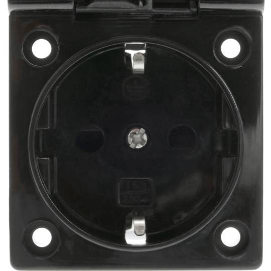 Inbouw Schuko-voet IP44-schroef met zwarte afdekking, 4 stuks
